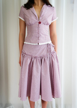 Vivienne Blouse in Rhubarb Plaid